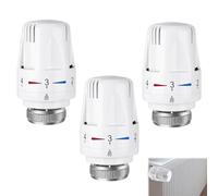 ikBrtaiay Lot de 3 têtes thermostatiques de chauffage avec position zéro M30 x 1,5 - Tête thermostatique de radiateur - Tête de robinet de radiateur - Tête de rechange pour le bureau et la maison