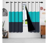 IKDZCM Lot de 2 Rideaux de fenêtre Solides en Polyester occultant, Blanc et Bleu, Motif Tricolore, pour décoration de Chambre à Coucher, Salon (l x H/2 x 135 x 230 cm)