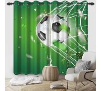 IKDZCM Lot de 2 Rideaux occultants à thème Football, Motif Stade, Herbe, Jeu de Balle, Chambre à Coucher, Salon (l x H/2 x 100 x 170 cm)