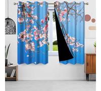 IKDZCM Lot de 2 Rideaux occultants en Polyester à Motif de Cerisier Japonais (l x H / 2 x 130 x 245 cm)