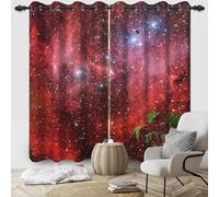 IKDZCM Lot de 2 Rideaux occultants en Polyester Motif Aurore Rouge, nébuleuse de l'espace, décoration de Chambre à Coucher, Salon (l x H/2 x 150 x 166 cm)