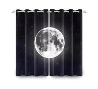 IKDZCM Lot de 2 Rideaux occultants en Polyester Noir Motif Ciel Nocturne et Lune (l x H x 250 x 270 cm)