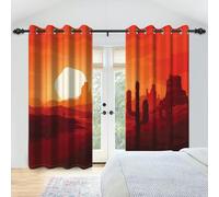 IKDZCM Lot de 2 Rideaux occultants Motif Paysage Occidental, Coucher de Soleil, désert, Cactus, décoration de Chambre à Coucher, Salon (l x H/2 x 83 x 220 cm)