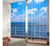 IKDZCM Lot de 2 Rideaux occultants pour Paysage de Bord de mer, clôture de passerelle Maritime, Joli Rideau Populaire adapté au Salon, à la Chambre à Coucher, au Bar WxH/2x150x240cm Rideau Opaque