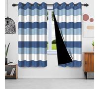 IKDZCM Lot de 2 Rideaux occultants tricolores en Tissu Bleu délavé pour fenêtre, Cuisine, Chambre à Coucher, Salon (l x H/2 x 70 x 170 cm)