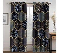 IKDZCM Rideau de fenêtre 3D en marbre dégradé Classique, Moderne, Noir et Blanc, Bon marché, ombrage Fin, pour décoration de Salon et de Chambre à Coucher, 2 pièces WxH/2x140x225cm Rideau Dressing