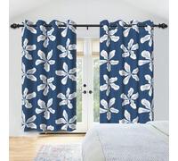 IKDZCM Rideau de fenêtre Bleu à Fleurs Blanches, Feuilles d'arbre Naturelles, décoration de Chambre à Coucher, Salon, Rideaux occultants en Tissu Polyester (l x H / 2 x 100 x 170 cm)