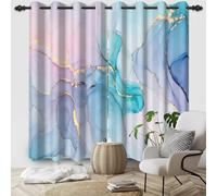 IKDZCM Rideau de fenêtre en marbre texturé Abstrait, Moderne et Luxueux, Peint à l'encre, pour Chambre à Coucher, Salon, occultant, en Polyester (L x H / 2 x 140 x 270 cm)