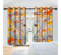 IKDZCM Rideau de fenêtre occultant en Polyester avec Feuilles d'érable Jaunes d'automne (l x H / 2 x 70 x 190 cm)