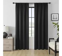 IKDZCM Rideau Opaque à Poches pour Tringle, pour fenêtres, Tout Noir, pour Salon, Cuisine, décoration de Maison, décoration de fête WxH/2x80x150cm Rideau occultant