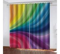 IKDZCM Rideau pour Chambre d'enfants, imprimé Artistique Arc-en-Ciel 3D, Ensemble de Rideaux pour Chambre à Coucher, pour Salon, Traitement de fenêtre, 2 pièces WxH/2x55x95cm Rideau Opaque
