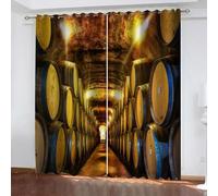 IKDZCM Rideaux de Salon 3D Motif Cave à vin souterraine de bière et de vin Rouge pour la décoration de la Chambre à Coucher 2 pièces WxH/2x100x200cm Rideau Dressing