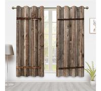 IKDZCM Rideaux de Style Vintage, Rideaux occultants minimalistes imitant Un Paysage de Grange en Bois, Parfaits pour préserver l'intimité de Votre Chambre (L x H / 2 x 100 x 235 cm)