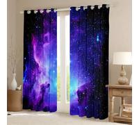 IKDZCM Rideaux Galaxie Bleu Violet Ciel Étoilé Rideaux Espace Cosmos Occultants Décoration pour Salon (L x H / 2 x 80 x 220 cm)