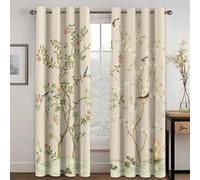 IKDZCM Rideaux occultants 2 Panneaux Culture Traditionnelle Chinoise Oiseau Fleur Rideaux de fenêtre Chambre Salon Couloir Cuisine décor WxH/2x107x260cm Rideaux occultant
