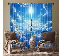 IKDZCM Rideaux occultants à 2 Panneaux, Vue sur la Ville Moderne sous Un Ciel Bleu, Rideaux filtrant la lumière, décorations en Tissu polyvalentes pour la Maison WxH/2x83x150cm