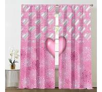 IKDZCM Rideaux occultants à Fleurs Roses « Love » pour Chambre à Coucher, Rideaux à œillets occultants pour fenêtre, 2 Panneaux pour Salon (L x H / 2 x 225 x 265 cm)