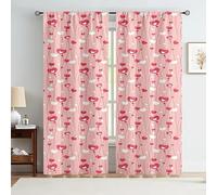 IKDZCM Rideaux occultants à œillets, imprimé « Love », 2 Panneaux Roses ondulés, pour Chambre à Coucher ou Salon (L x H / 2 x 91,5 x 214 cm)