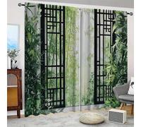 IKDZCM Rideaux occultants à œillets pour fenêtre, Motif forêt de Bambou, imprimé Paysage, pour Salon, Chambre à Coucher (l x H/2 x 150 x 280 cm)