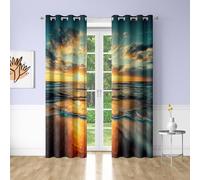 IKDZCM Rideaux occultants décoratifs à Motif Coucher de Soleil en mer, imprimé Paysage Naturel, 2 Panneaux, pour Chambres et dortoirs (L x H / 2 x 100 x 170 cm)