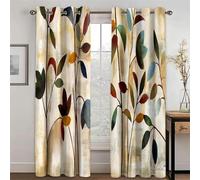 IKDZCM Rideaux occultants Modernes imprimés 3D, 2 pièces, Feuilles Vertes élégantes, Fleurs, Rideau de fenêtre pour Salon, Chambre à Coucher, décoration LxH/2x75x164