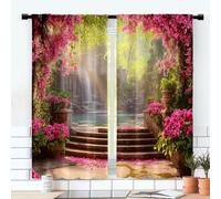 IKDZCM Rideaux occultants pour Chambre à Coucher, Salon, Jardin Floral, occultant, à œillets, pour fenêtre, décoration de Salle de Traitement, 2 Panneaux WxH/2x80x140cm