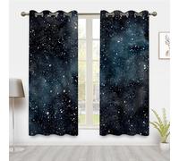 IKDZCM Rideaux occultants Univers Ciel étoilé Bleu Gris Espace et Ciel pour Chambre (L x H / 2 x 80 x 180 cm)