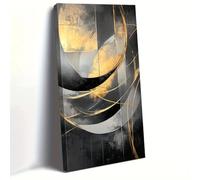 IKDZCM Tableau encadré sur toile, texture grise, impression verticale abstraite mettant en valeur des formes géométriques, décoration d'art moderne (60 x 123 cm)