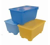 IKEA 5054186141243 GLIS Lot de 3 Boîtes avec Couvercle Plastique Multicolore 17 x 10 x 8 cm