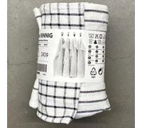 IKEA ASIA RINNIG Lot de 4 torchons à motifs, 45 x 60 cm, gris foncé