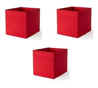 Ikea Drona Boîte, Rouge (Lot de 3)