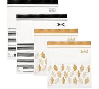 Ikea ISTAD Lot de 100 sacs alimentaires réutilisables de taille moyenne avec double joint, 1,2 et 2,5 litres, rayures noires, feuilles jaunes