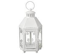 IKEA KRINGSYNT Lanterne pour bougie chauffe-plat, intérieur/extérieur, 21 cm, blanc