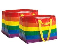 IKEA Kvanting (Frakta) Lot de 2 grands sacs réutilisables de 71L, avec arc-en-ciel Pride, multicolore, Large