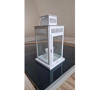 Ikea Lanterne borrby en acier blanc pour bougie bloc, utilisation intérieure et extérieure, 3,4 x 1,8 x 1,8 m