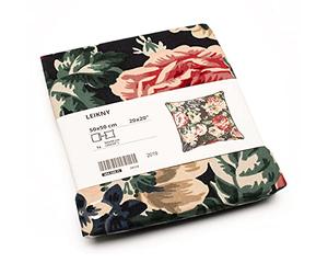 Ikea LEIKNY Housse de coussin avec fermeture éclair et fermeture éclair Vert foncé/noir/rose 50 x 50 cm