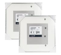 IKEA LOMVIKEN 203.358.51 Lot de 2 cadres photo carrés en aluminium pour disque vinyle 32 x 32 cm (20 x 20 cm avec passe-partout) Argenté