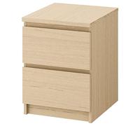 IKEA Malm 101.786.01 Commode 2 tiroirs Placage chêne teinté blanc