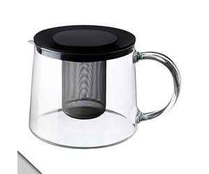 Ikea Richig Théière en verre transparent et plateau noir 1,6 Q