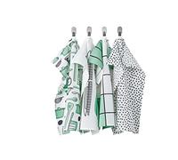 Ikea RINNIG Lot de 4 torchons à Vaisselle Motif Vert/Blanc 45 x 60 cm