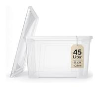 IKEA Samla Boîte de rangement avec couvercle - 45L avec couvercle, boîtes empilables transparentes - Boîtes de rangement robustes - Grandes boîtes de rangement pour le ménage et le sous-sol - LxPxH