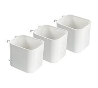 Ikea SKADIS 203.207.98 Lot de 3 boîtes de rangement à couvercle ouvert (compatible avec planche à perforer Skadis), blanc, 7,5 x 9,5 x 8 cm, acier