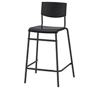 IKEA STIG Tabouret de bar avec dossier Noir/noir 63 cm