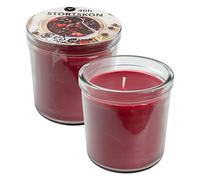 Ikea STORTSKON Lot de 2 bougies parfumées rouge foncé dans des pots en verre, baies et légumes verts à feuilles, 40 heures chacune