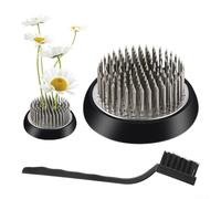 Ikebana Art Support professionnel en acier inoxydable pour arrangement floral avec base en caoutchouc amovible et brosse pour Ikebana Art Noir 7,9 cm