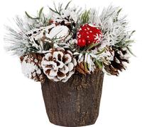 Ikebana MagicHome Noël, avec épicéa enneigé, imitation Reva 18 cm