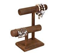 Ikee Design Présentoir à bijoux en bois à 2 niveaux pour bracelets et montres - 20,1 x 10,9 x 23,9 cm (l x P x H) - Marron