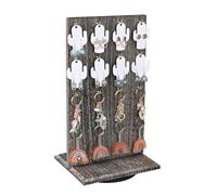 Ikee Design Présentoir à bijoux rotatif double face en bois avec 32 crochets pour le rangement, porte-clés et boucles d'oreilles avec crochets, couleur café, 22,9 x 19,1 x 41,5 cm (l x P x H)