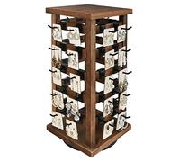 Ikee Design Présentoir à bijoux rotatif en bois à 5 niveaux facile à assembler avec 42 crochets amovibles, présentoir de rangement pour boucles d'oreilles, cartes, magasin, vitrine, salon et maison,