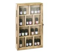 Ikee Design Vitrine de collection en bois avec couvercle à charnière et verre trempé transparent, boîte de rangement murale à 10 emplacements pour mini figurines, collections, huiles essentielles,